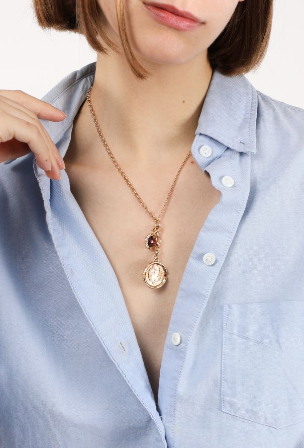 Modern Fine Jewelry FoundRae 18K Yellow Gold, Diamond & Garnet Belcher Necklace - 4