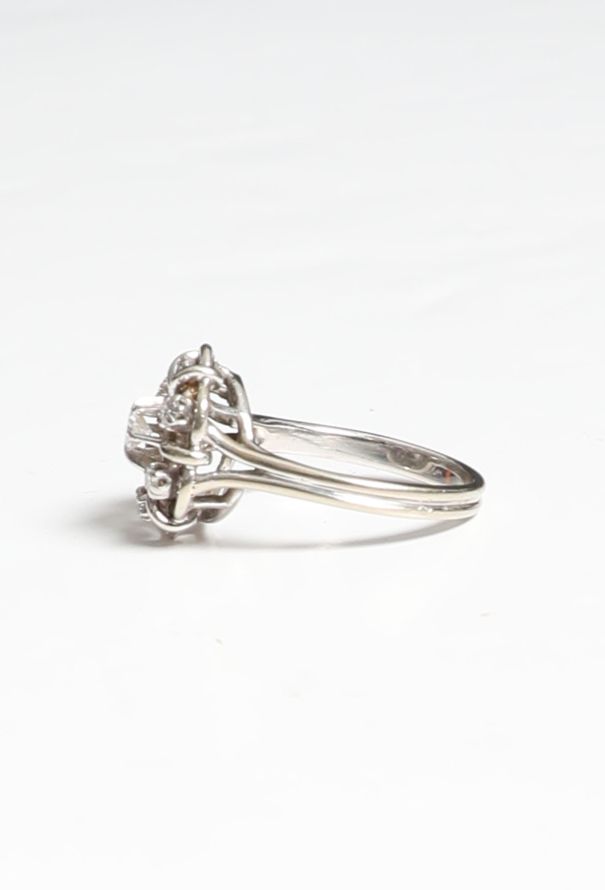 Vintage Fine Jewelry 1960s 18k Gold & Diamond Floral Ring - 6