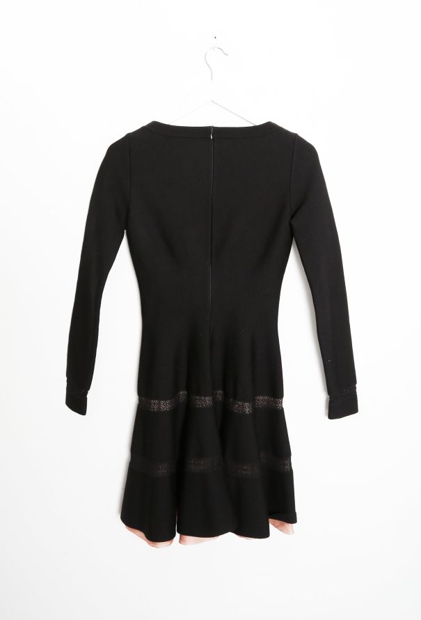 Alaïa Crochet Cut-Out Flared Skater Dress - 6