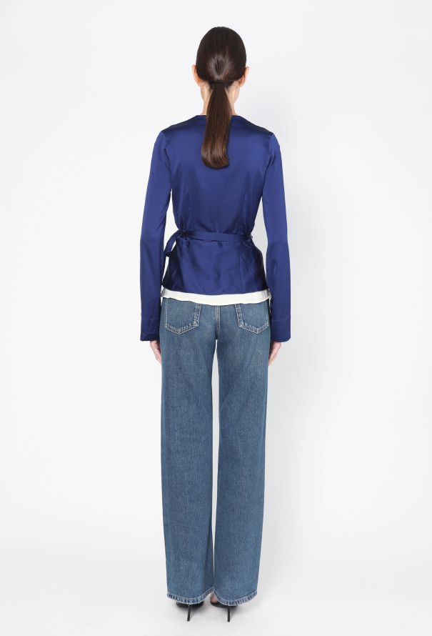 Céline Charmeuse Silk Wrap Blouse - 4