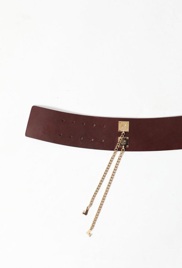 Chanel S/S 2002 Leather Chainlink Bolt Belt - 5
