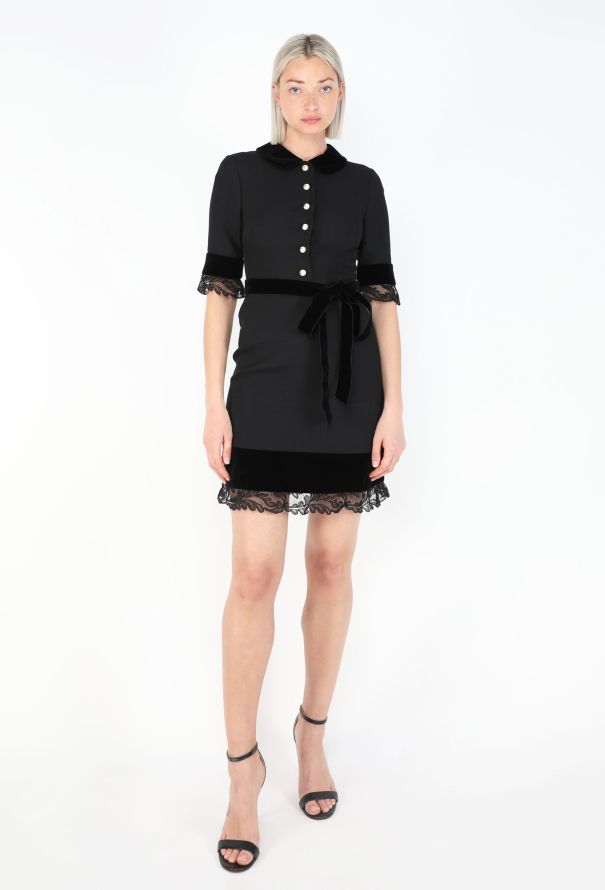 Gucci 2017 Black Silk Lace Pearl Dress - 3