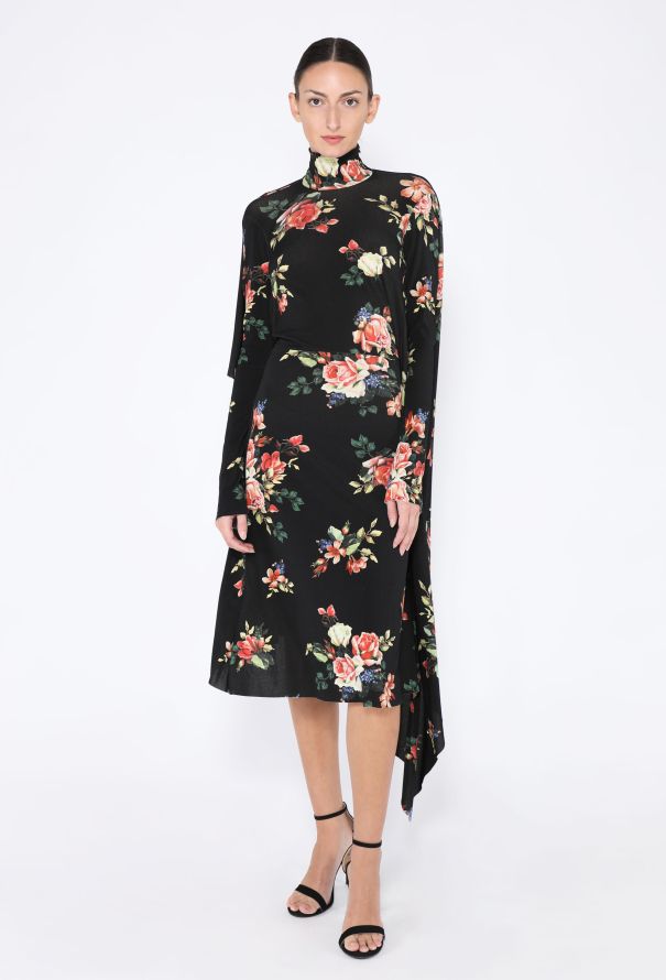 Vetements Asymmetrical Floral Open-Back Dress - 1