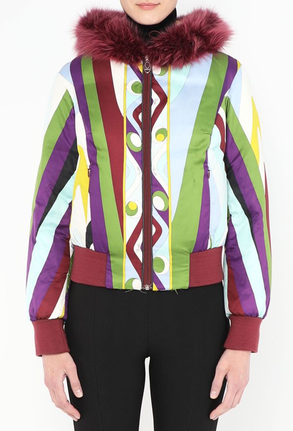 Emilio Pucci Graphic Rabbit Fur Hood Bomber - 3