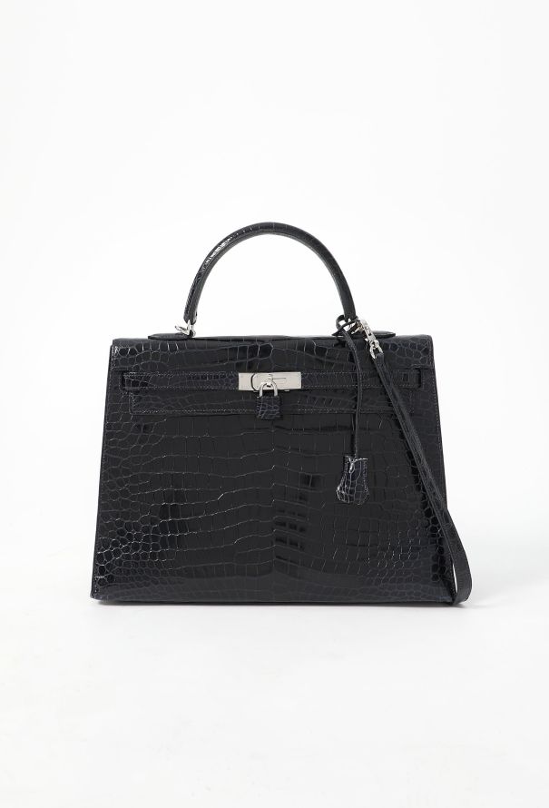 Hermès Bleu Marine Porosus Kelly Sellier 35 - 1