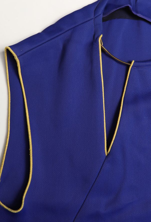 Céline 2014 Metallic Collar Shift Dress – Indigo Blue - 6