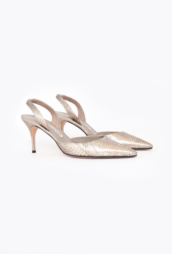 Manolo Blahnik 2019 Metallic Python Carolyne Pumps - 2