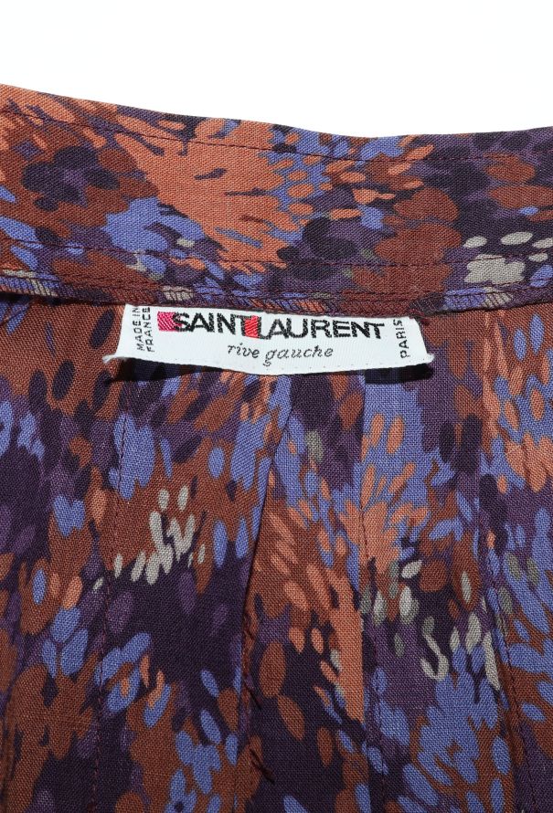 Saint Laurent 1973 Abstract Floral Pleated Ensemble - 7