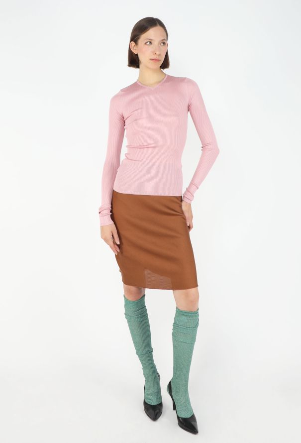 Miu Miu F/W 2025 Ribbed Knit Silk Skirt - 3