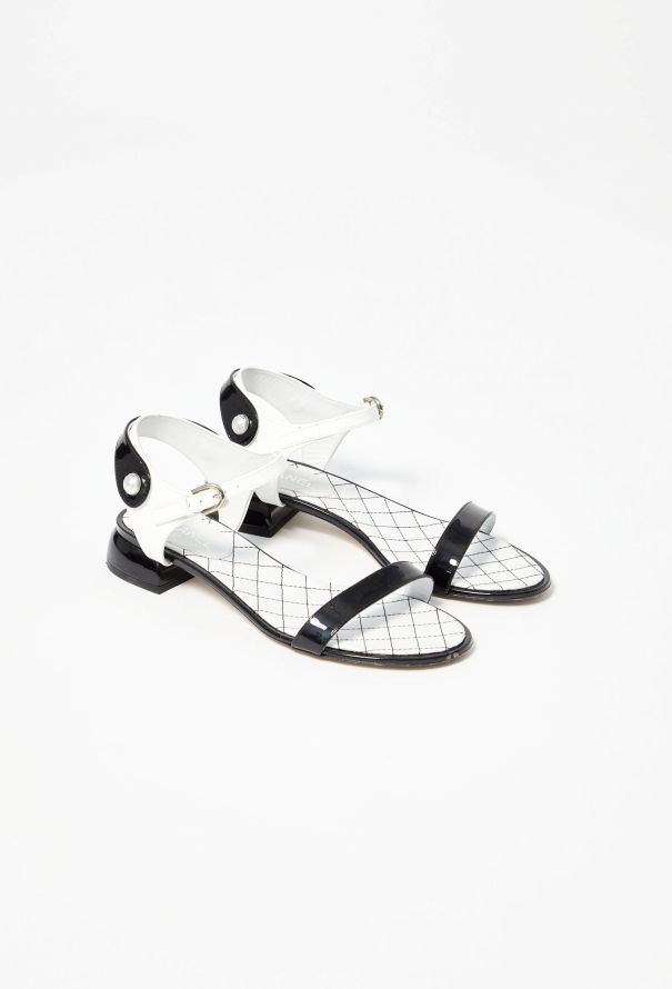 Chanel Bicolor Quilted Patent Sandals - 2