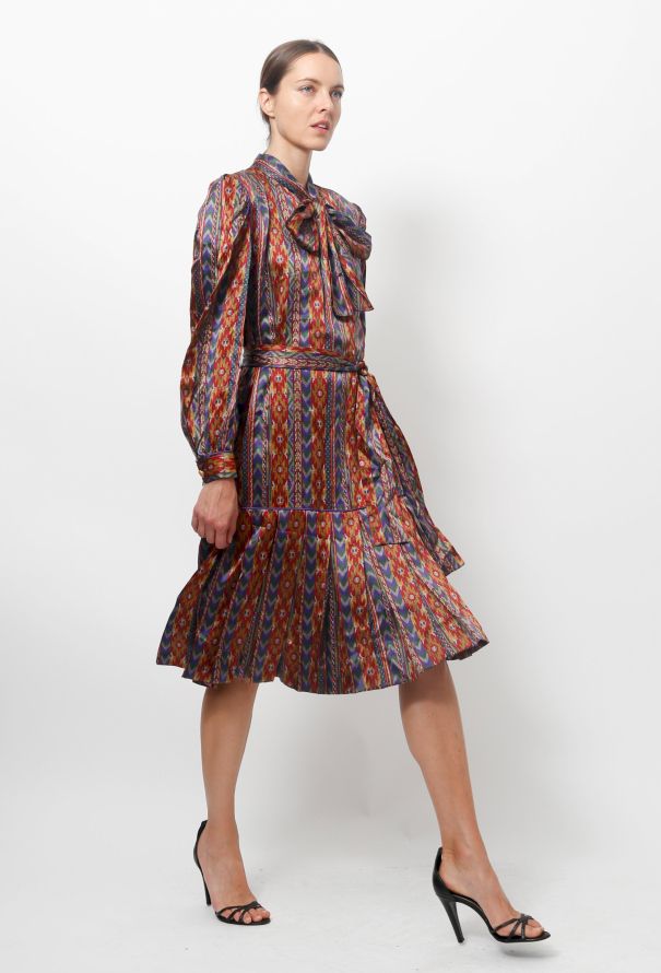 Exquisite Vintage Aztec Print Dress - 1
