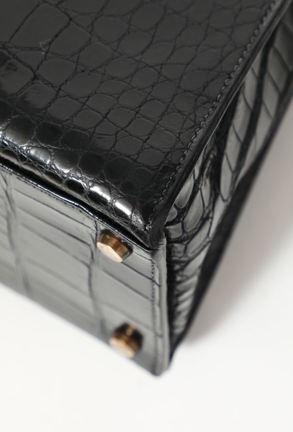 Hermès '50s Bleu Nuit Porosus Kelly Sellier 32 - 9