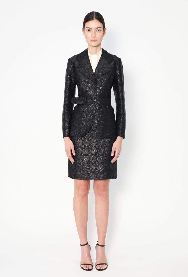 Prada S/S 2002 Belted Brocade Ensemble - 1