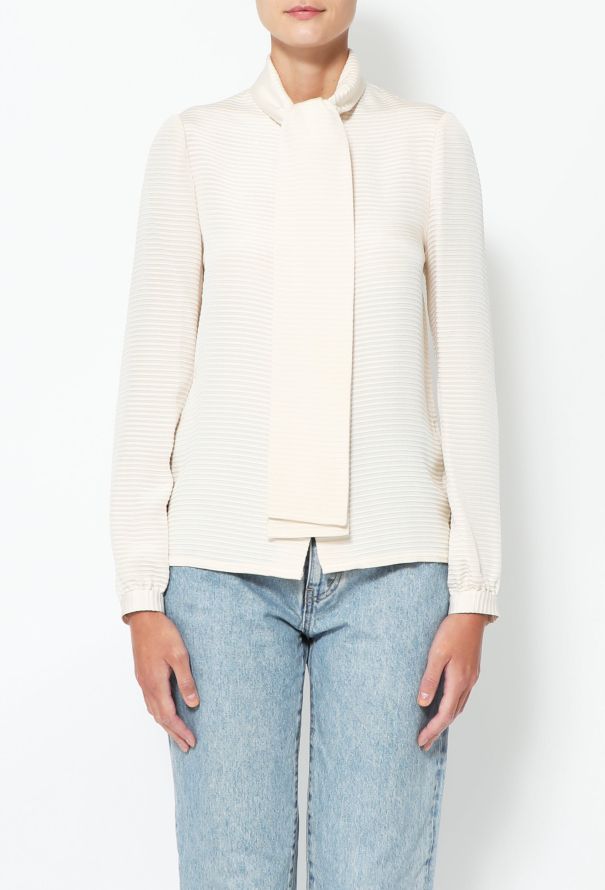 Lanvin Vintage Ribbed Lavallière Blouse - 1