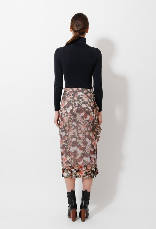 Givenchy F/W 2013 Rose Printed Silk Skirt - 5