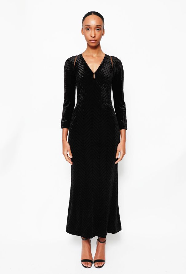 Gianni Versace Vintage Chevron Velvet Gown - 1