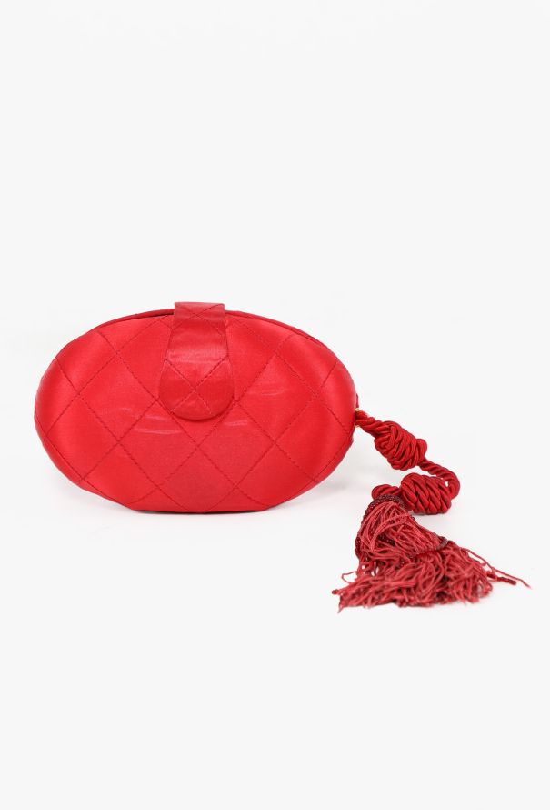 Chanel Quilted Satin Clutch, 1990s - 4