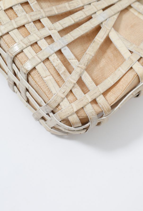 Exquisite Vintage Nancy Gonzalez Crocodile Raffia Bag - 9