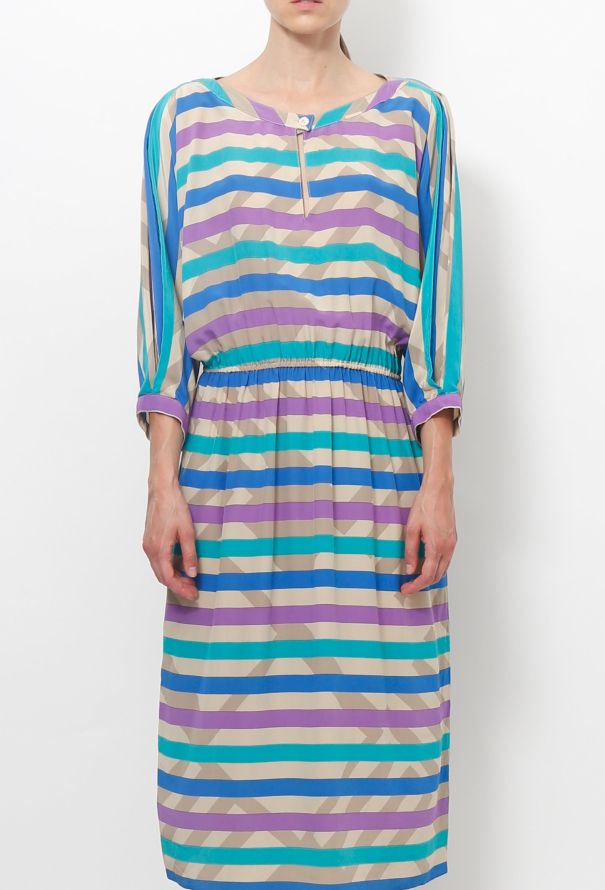 Ted Lapidus - Vintage Striped Silk Dress - 3
