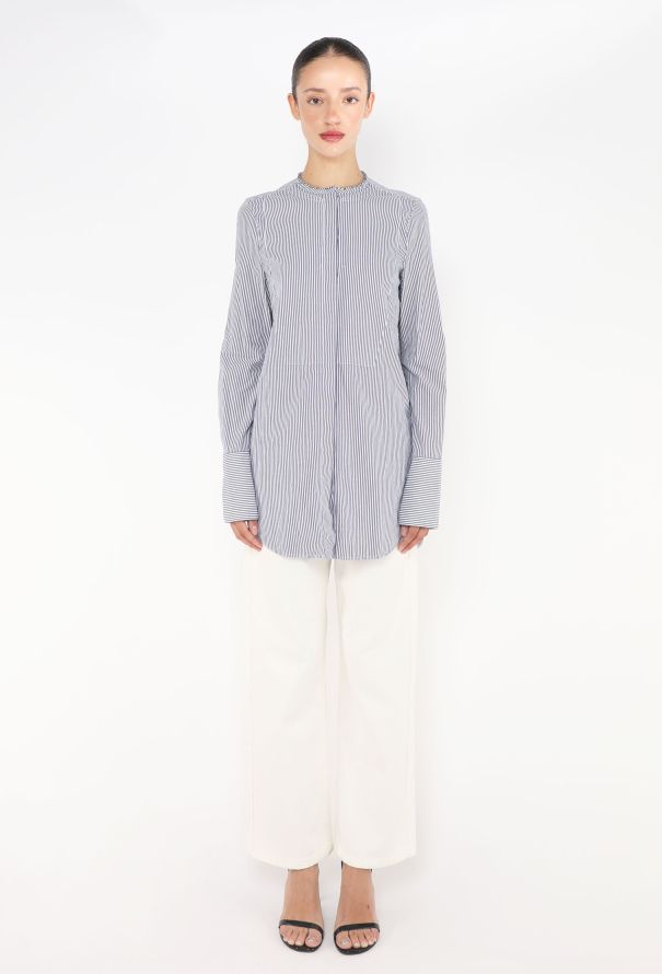 Céline Pinstripe Bib Tunic Shirt - 2