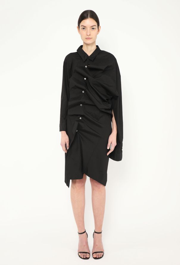 Junya Watanabe Asymmetrical Ruched Shirt Dress - 3