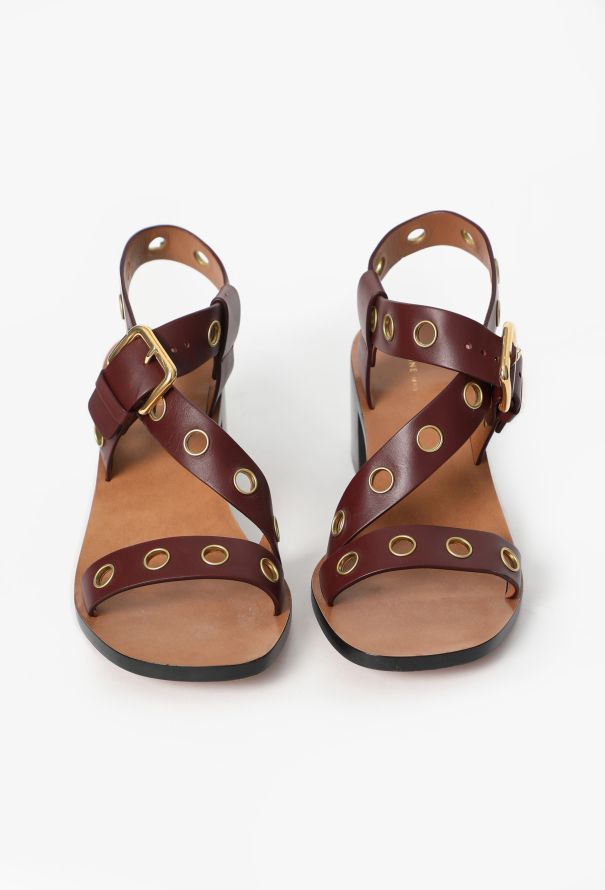 Céline Leather Eyelet Sandals - 2