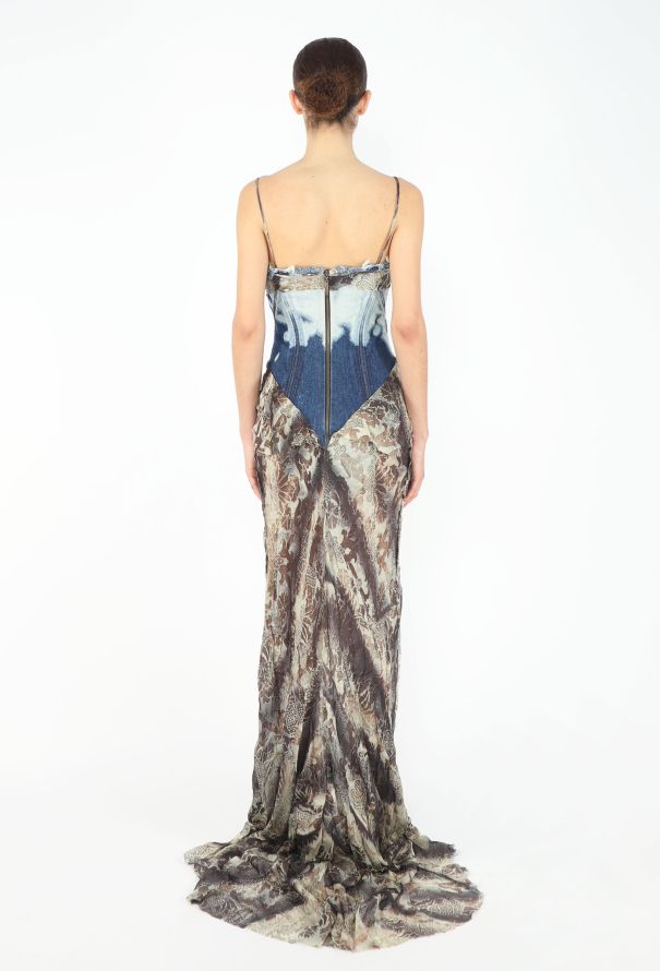 Roberto Cavalli COLLECTOR F/W 2001 Bias Denim Corset Gown - 4