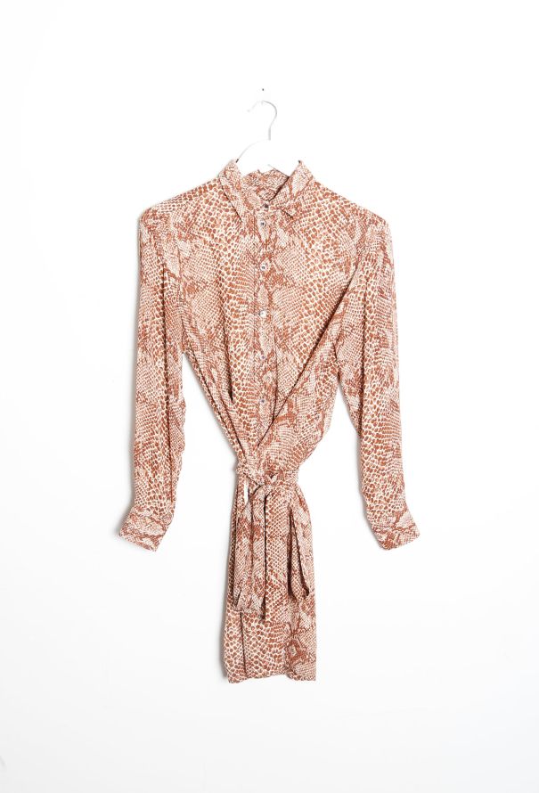 Saint Laurent 2016 Snake Print Belted Crêpe Dress - 6