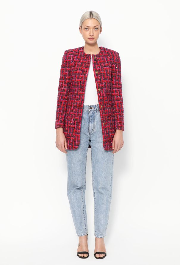 Saint Laurent F/W 2021 Embellished Tweed Jacket - 3