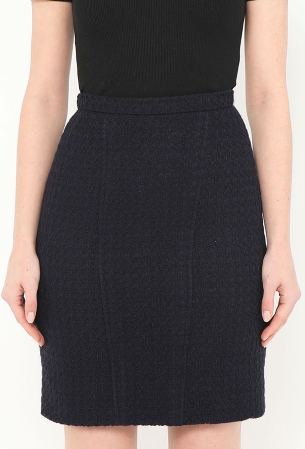 Chanel '90s Navy Classic Tweed Skirt - 2