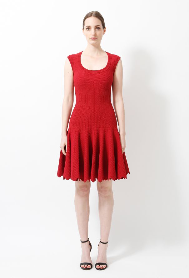 Alaïa S/S 2012 Textured Ruffled Flared Dress Red - 1