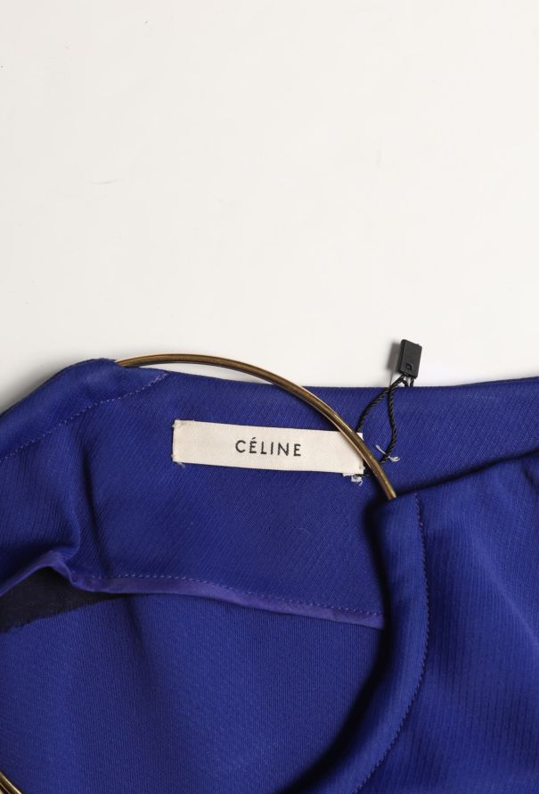 Céline 2014 Metallic Collar Shift Dress – Indigo Blue - 5