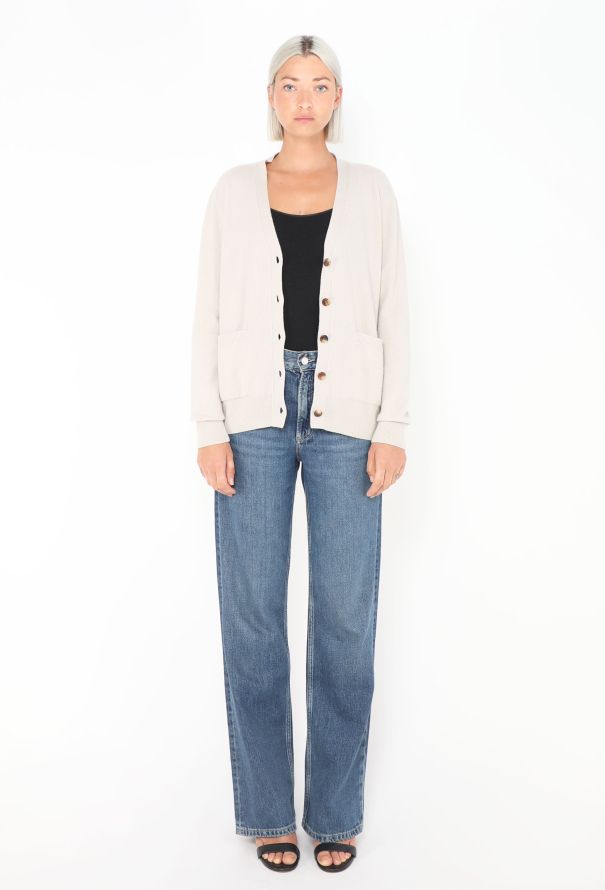 Céline Beige Cashmere Cardigan with Triomphe Emblem - 3