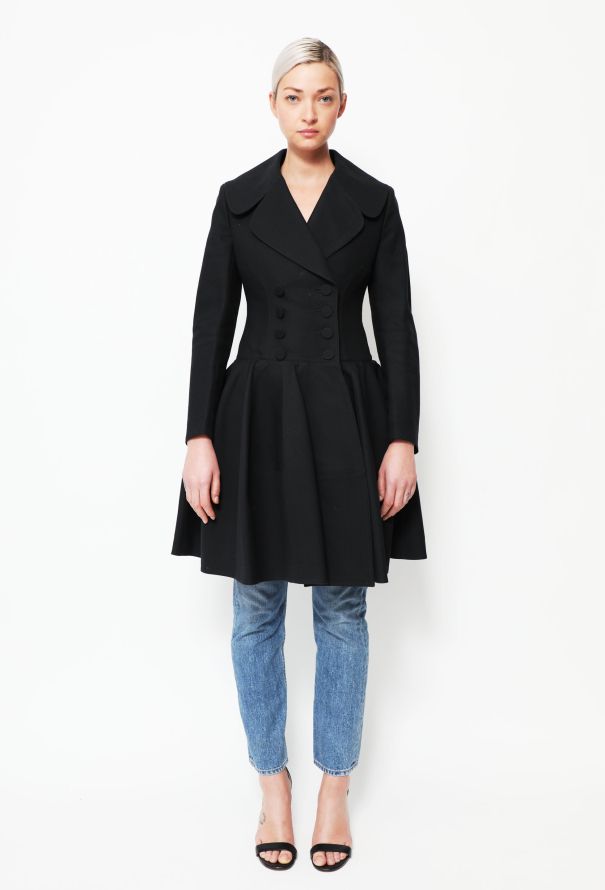 Alaïa Navy Flared Skater Coat - 1