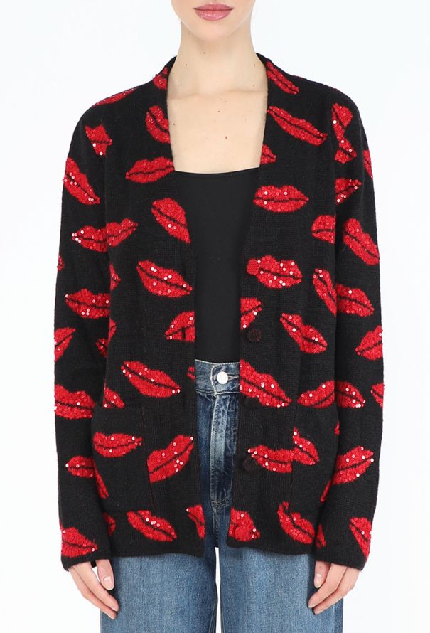 Saint Laurent 2016 Sequin Lip Mohair Cardigan - 1