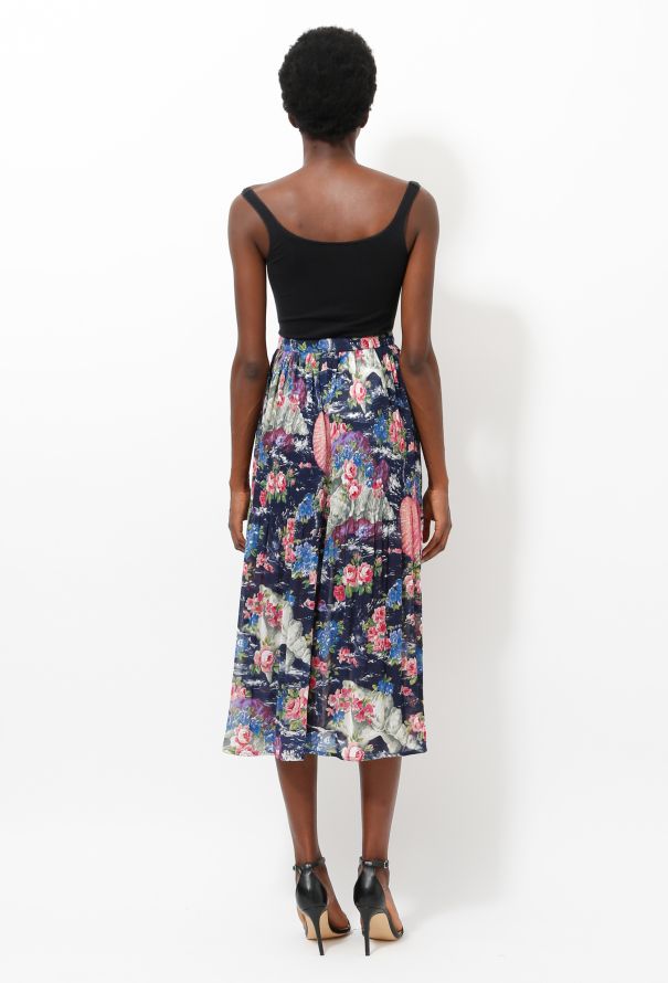 Kenzo '80s Pleated Flower Print Maxi Skirt - 4