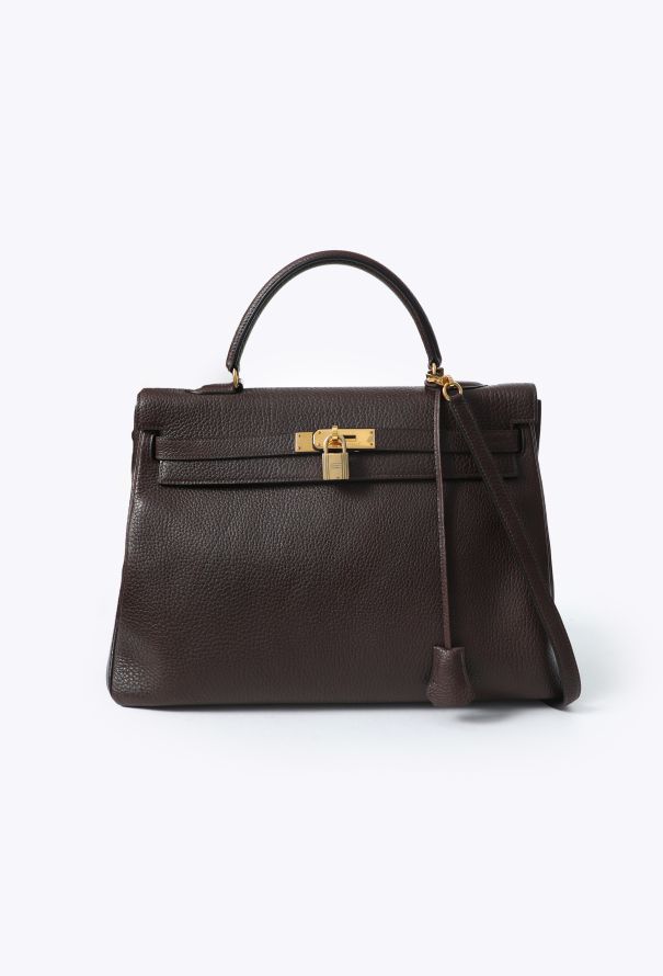 Hermès Vintage Marron Togo Kelly Retourné 35 - 5