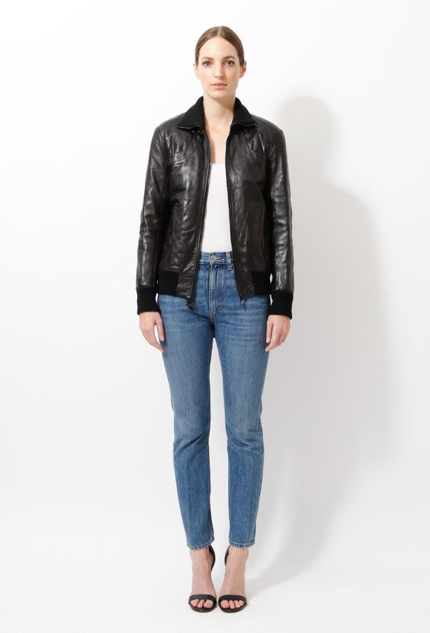 Helmut Lang 2003 Leather Flap Back Bomber - 1