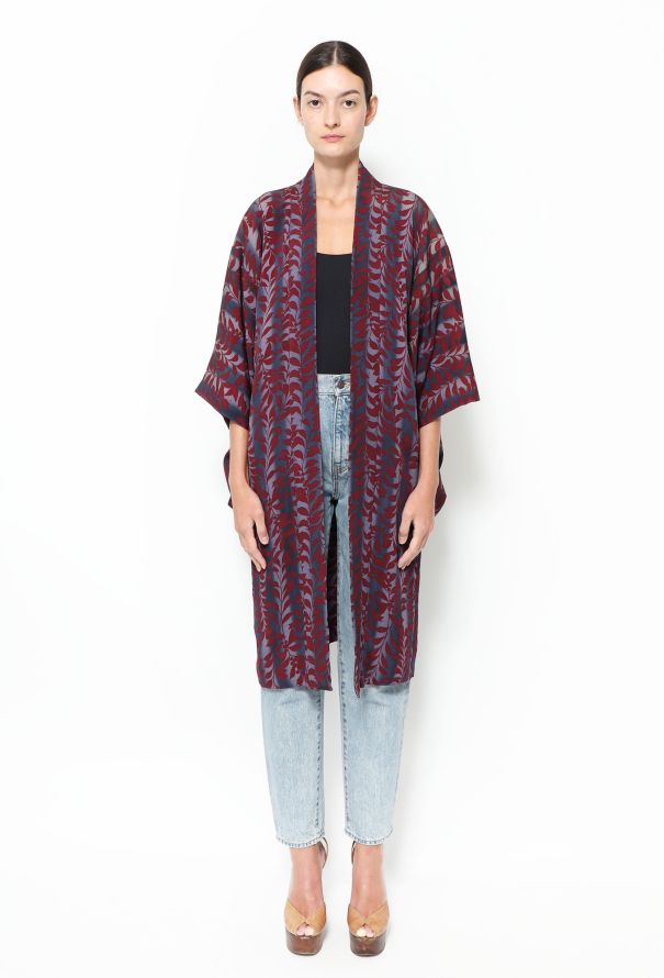 World Treasures Authentic Ombré Leaf Print Kimono - 4
