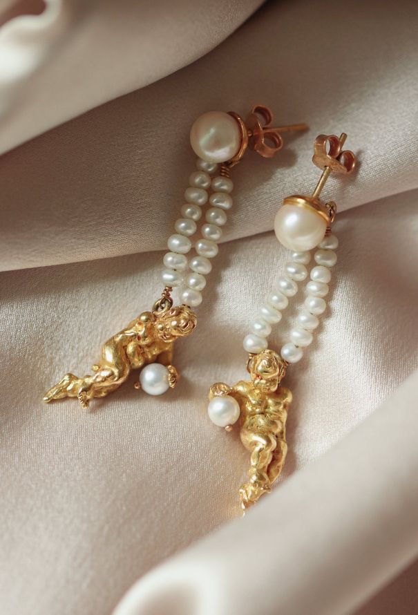 Modern Fine Jewelry Germano Gioielleria 18k Yellow Gold & Pearl Earrings - 4