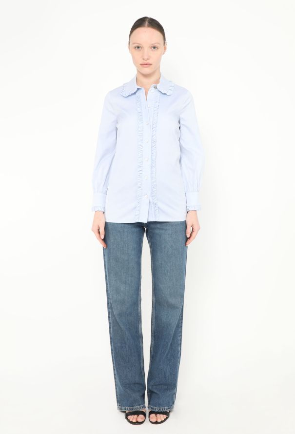 Gucci Ruffled Trim Cotton Shirt - 2