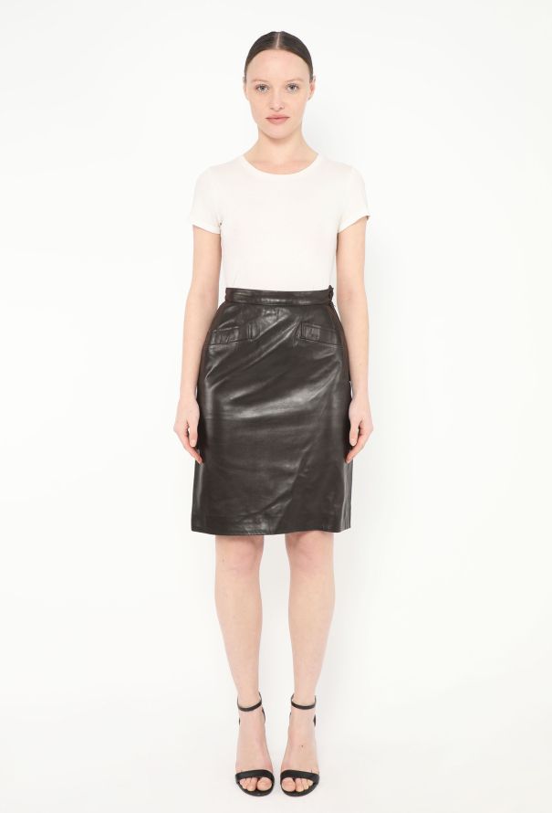 Saint Laurent '70s Lambskin Leather Skirt - 2