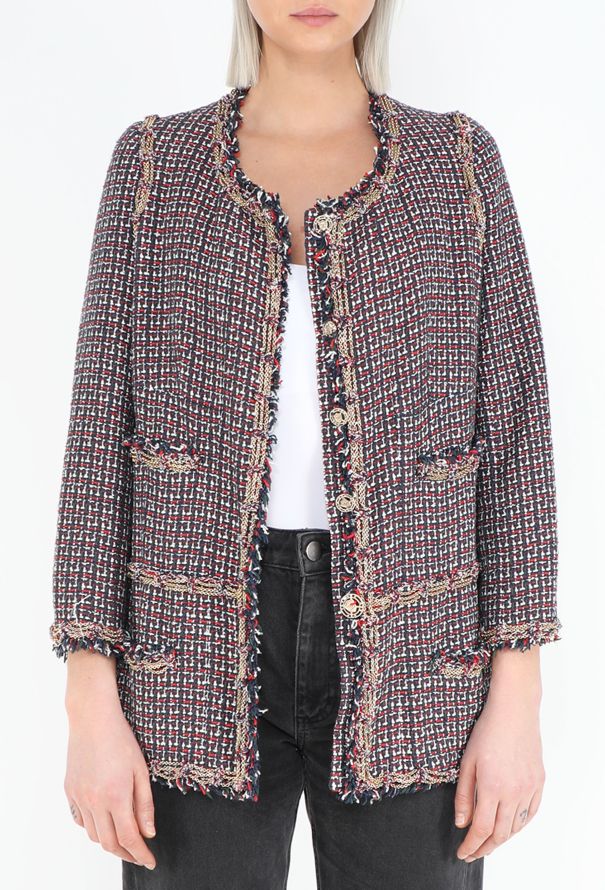 Chanel 2008 Chainlink Trim Tweed Jacket - 1