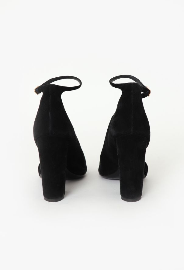 Hermès Sculpted Suede Block Heels - 4