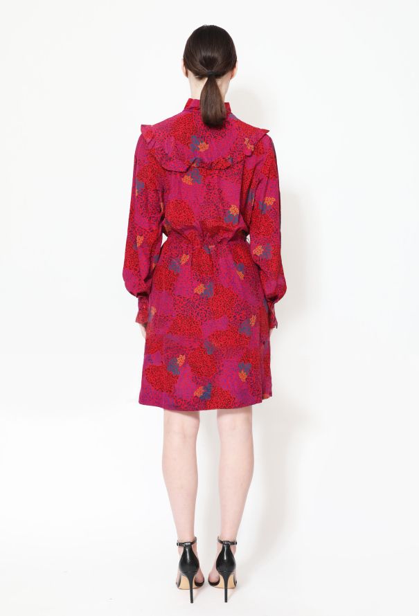 Céline 70s Ruffled Tie Graphic Silk Dress - 3