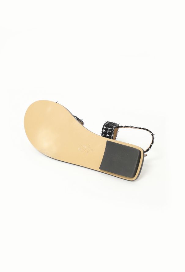 Chanel 2021 Tweed 'CC' Sandals - 6