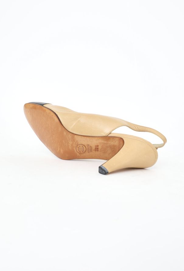 Chanel Bicolor Leather Slingback Heels - 6