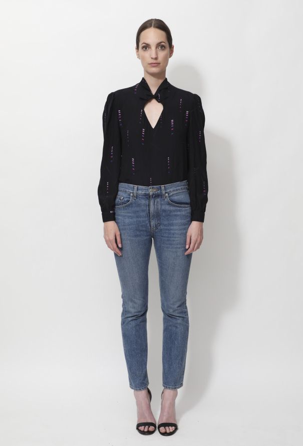 Azzaro Vintage Geometric Keyhole Blouse - 2