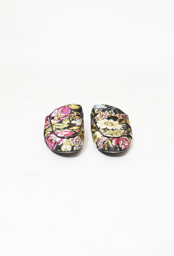 Gucci Floral Embroidered Horsebit Mules - 4