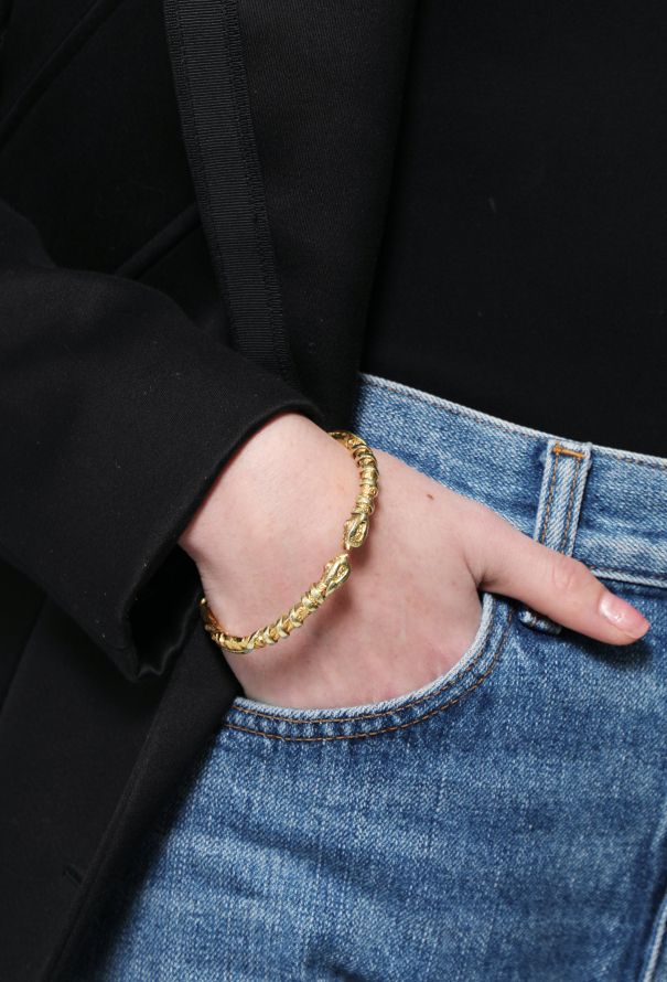 Vintage Fine Jewelry 18k Yellow Gold Snake Bracelet - 2